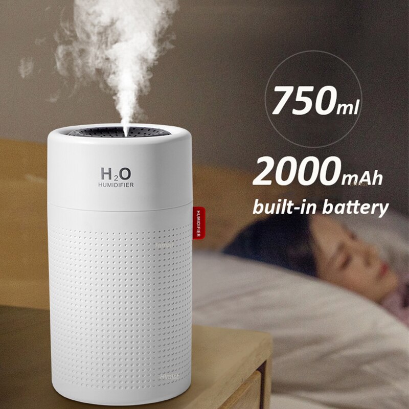 750ML Cordless mini Humidifier 2000mAh Rechargeable Travel