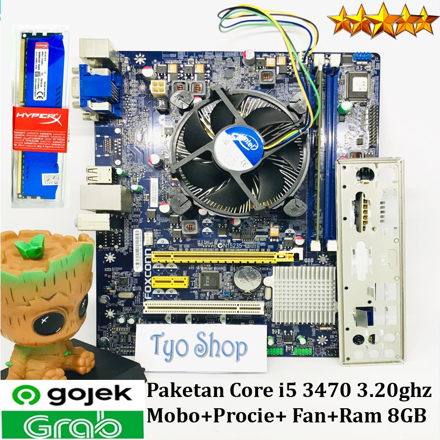 Paket Motherboard H61 Core i5 3470 Ivy ram 8GB plus Fan