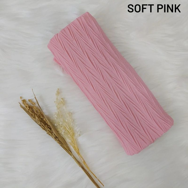 PASHMINA PLISKET PADI ZIGZAG CERUTY (COD)-Soft Pink