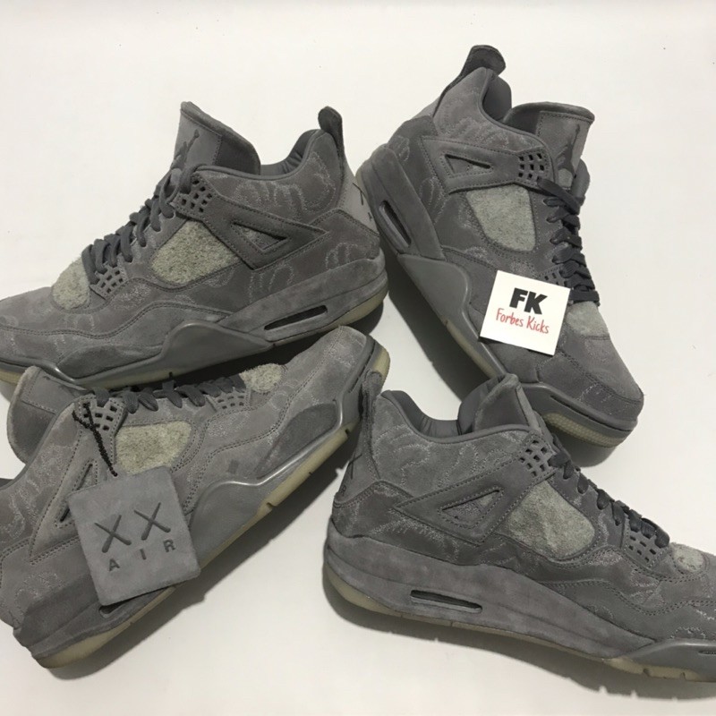 AIR JORDAN 4 RETRO KAWS GREY || black university blue white cement