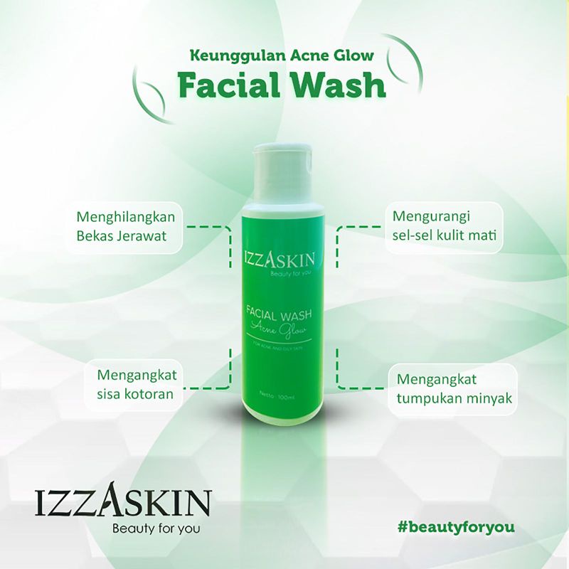 FACIAL WASH ACNE GLOW IZZASKIN BPOM