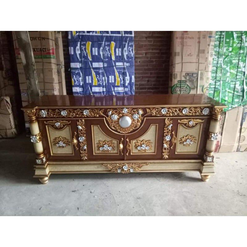 Bufet tv bulan kayu jati bufet ukir asli Jepara / meja tv kayu jati terlaris