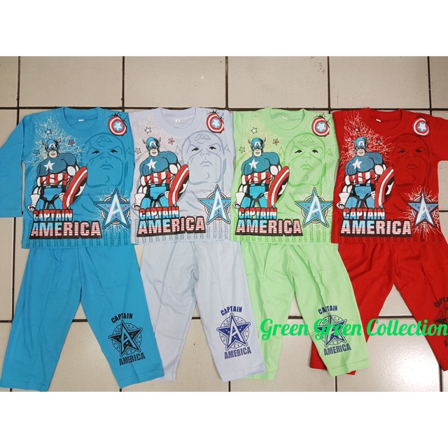 Piyama Kaos Captain America 4 Warna