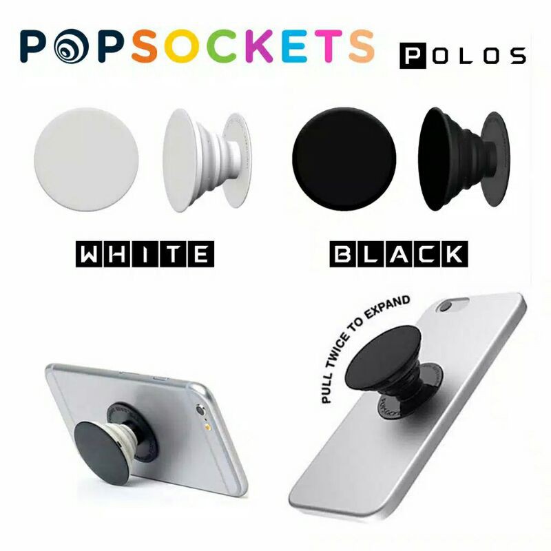 Pop Socket Polos Hitam Putih PopSocket Pengganti Holder HP