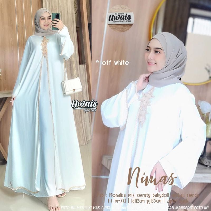 Gamis Nimas // gamis fariasi cardigan ceruty