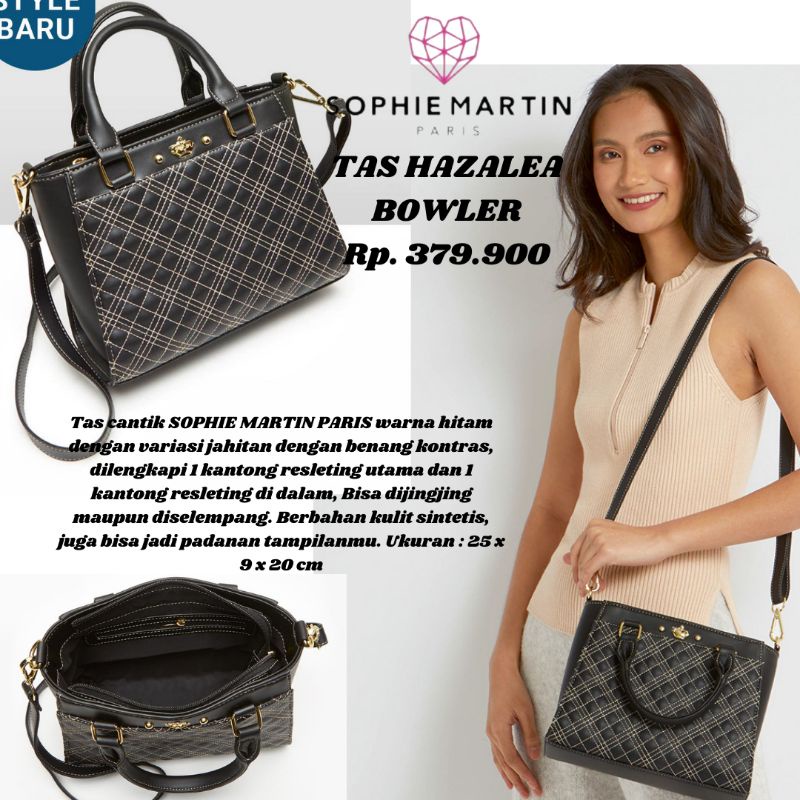 TAS HAZALEA BOWLER TAS SELEMPANG WANITA SOPHIE PARIS TERBARU TAS JINJING WANITA TAS HITAM TAS KANTOR