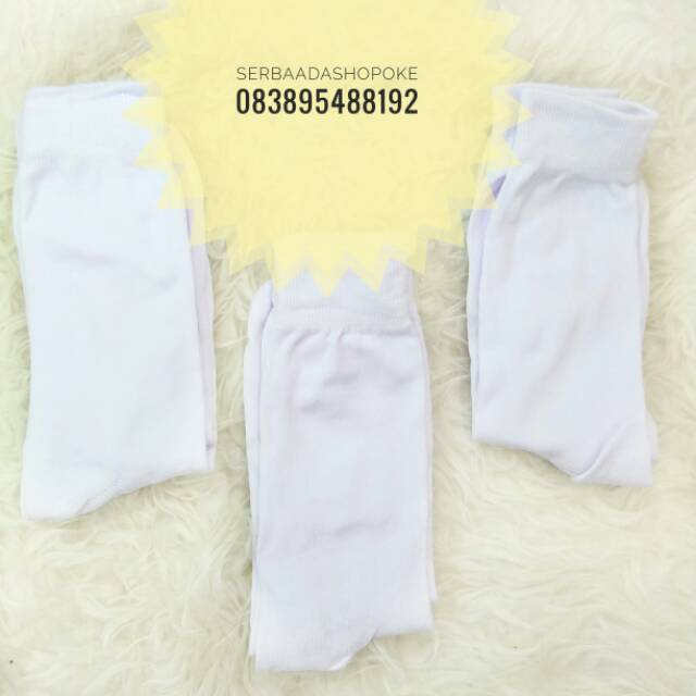 Kaos kaki putih panjang polos/kaos kaki muslimah// dewasa polos putih //