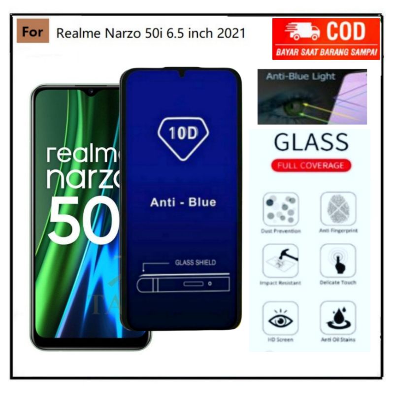 Tempered Glass Blue light REALME Narzo 50i 50A 50A Prime 50i Prime  50 5G 30 20 30A REALME C35 C31 Anti Gores Kaca Full Layar Anti Radiasi