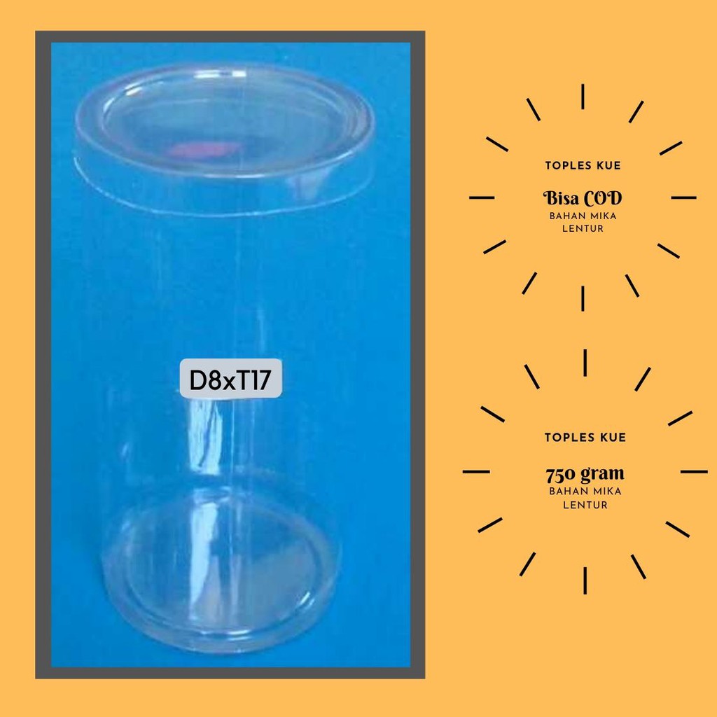 Tempat Makanan Yang Special Tabung Mika Plastik Anti Pecah Uk. D8xT17 per dus isi 12 pcs Toples Kue