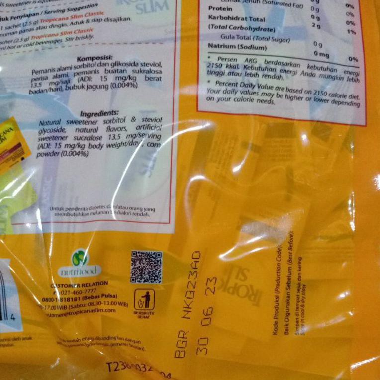 

Terbatas's yaah tropicana slim classic 160sachet S67S1 ..,!