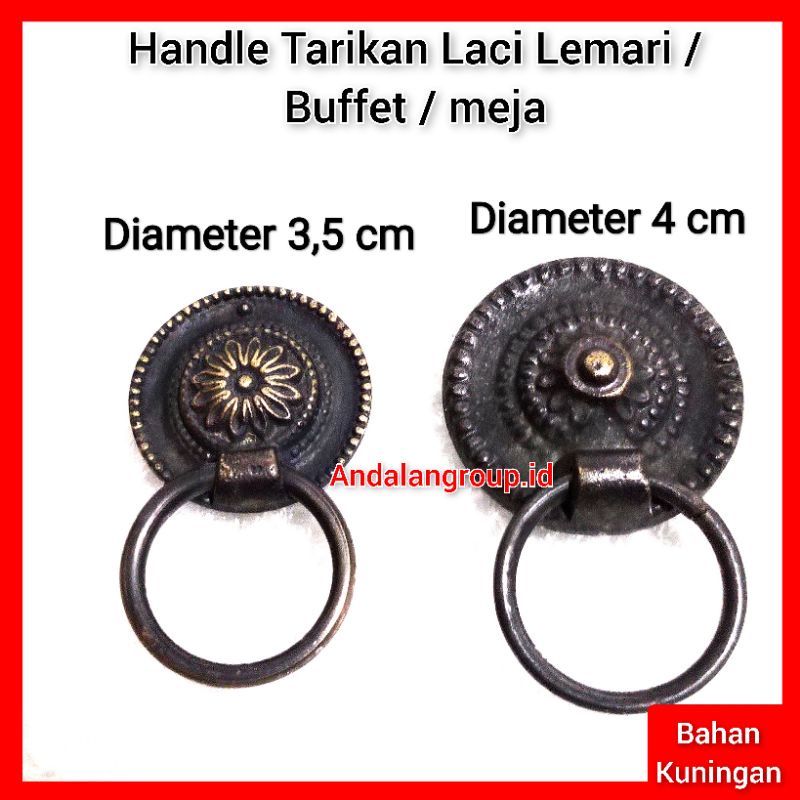 tarikan laci antik kuningan / tarikan laci lemari / tarikan laci meja / tarikan laci buffet kabinet