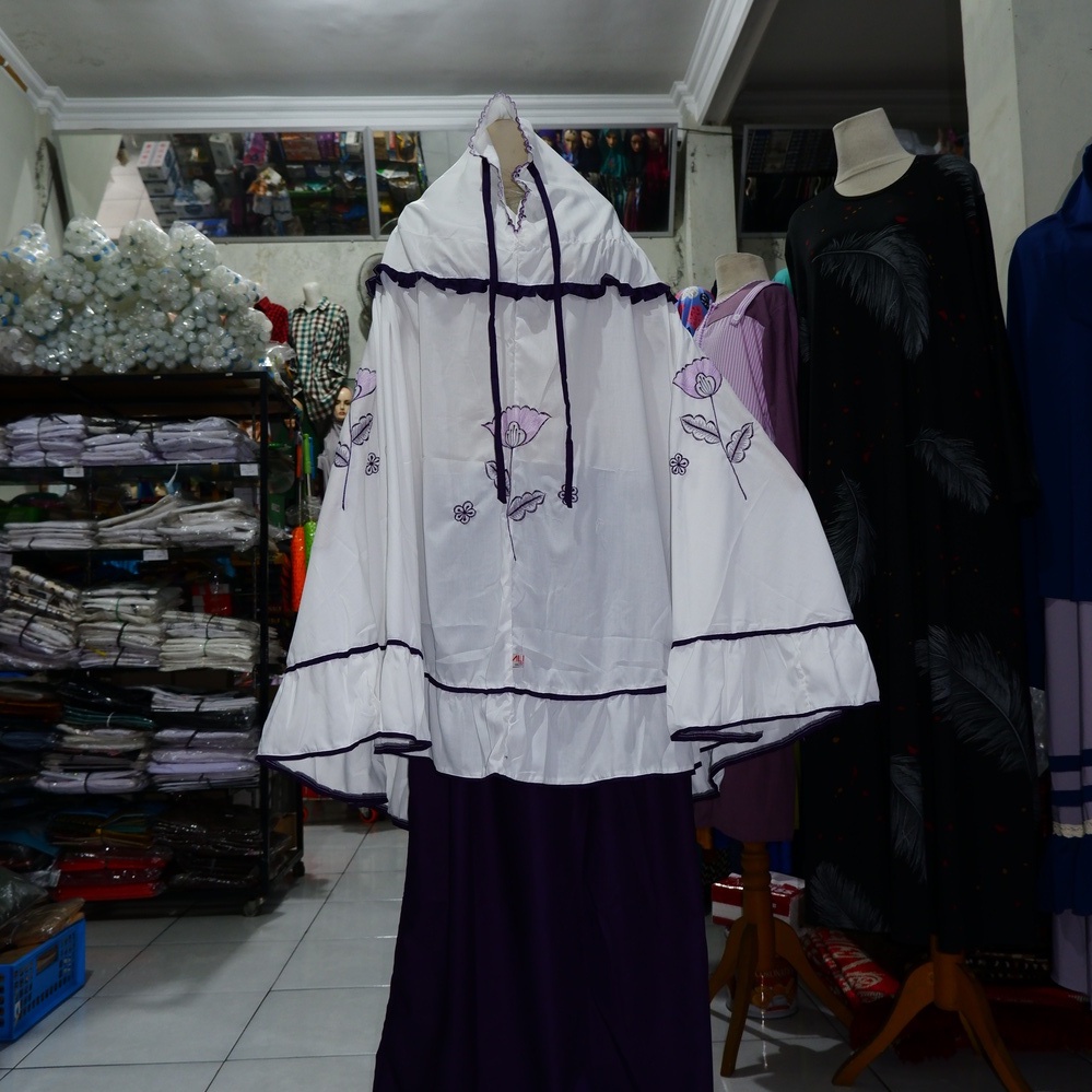 mukena alief. mukena santri gontor. imamah gontor putri (biru & ungu series)