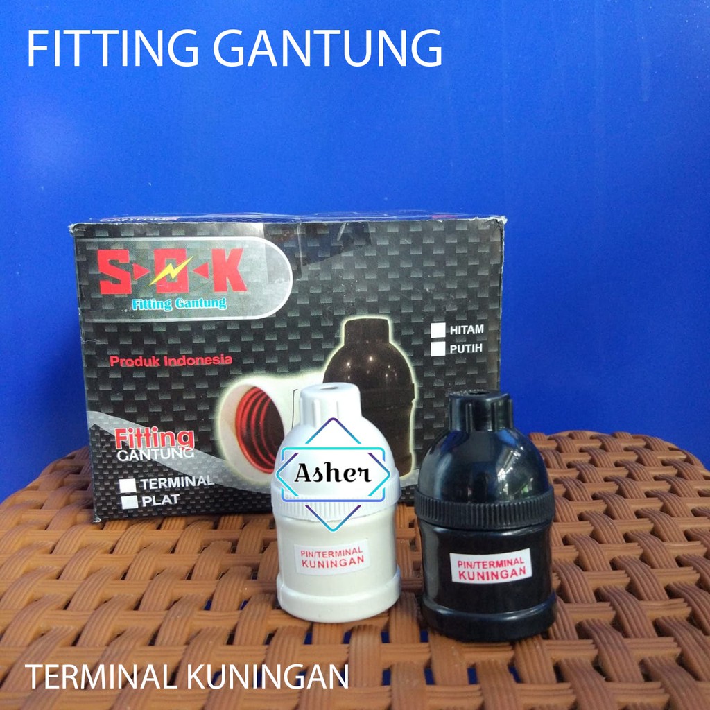 FITING GANTUNG PIN KUNINGAN TEMPAT LAMPU RUMAH BOHLAM PITIN FITTING HITAM PUTIH DUDUKAN LED TERMURAH