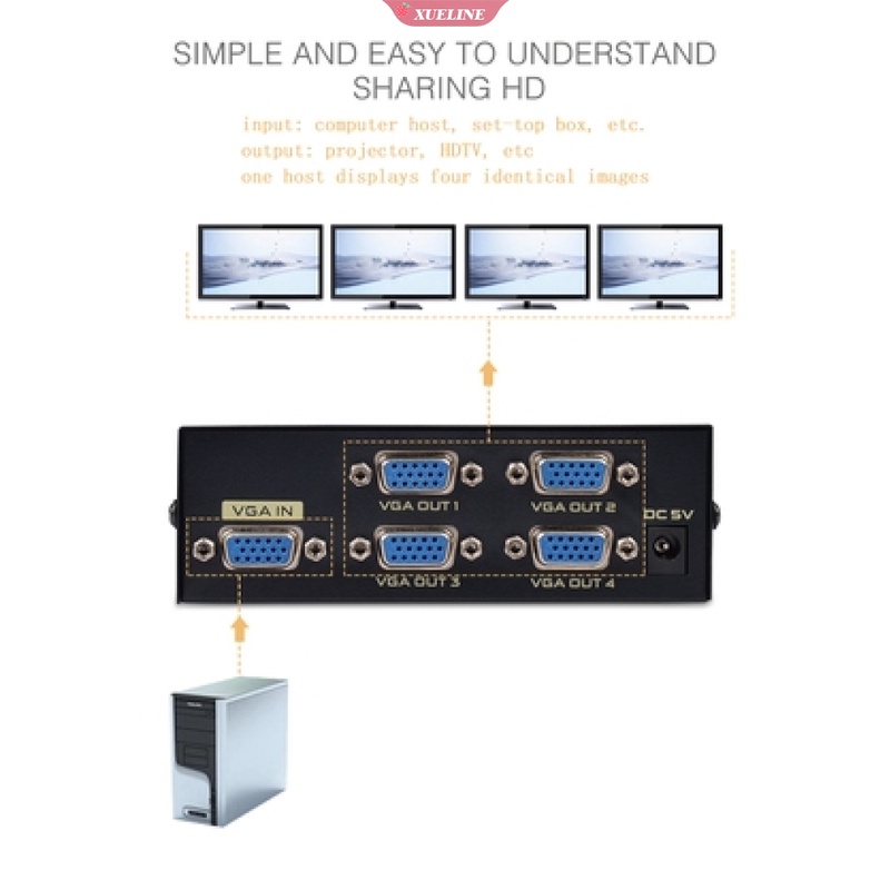 Splitter Port Vga 1 Input 4 Output 2 / 3 / 4 Port 200mhz Tahan Lama