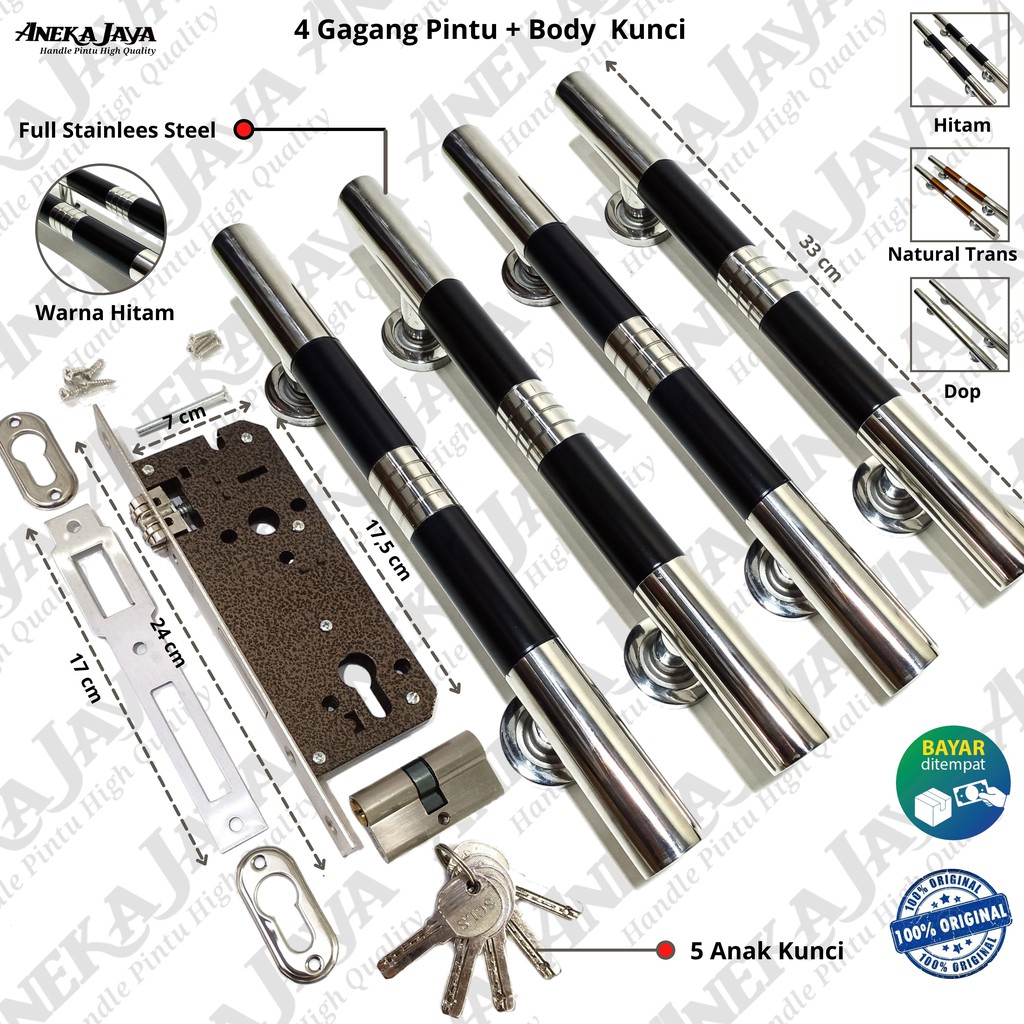 Satu set kunci handle pintu rumah panjang 33 cm / Pegangan pintu 2 / gagang pintu rumah murah