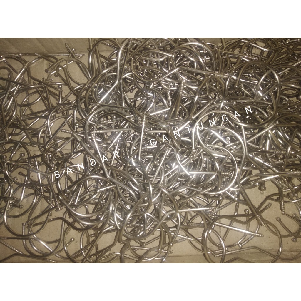 Jual Cantelan Hanger Kayu Silver / Emas Bulat atau Gepeng Hook Kawat Hanger/Besi Hook Untuk Hanger/Spearpart Hanger(BH)