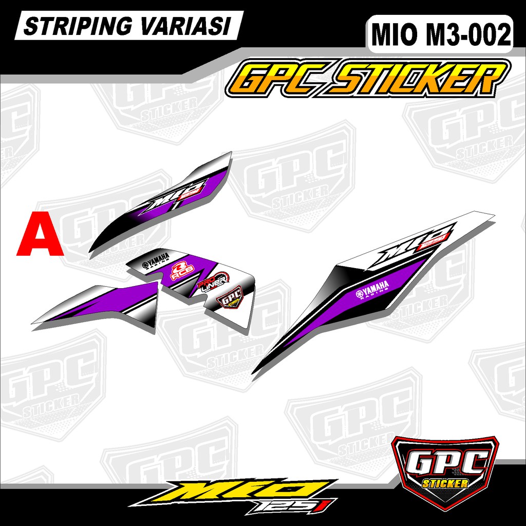 Striping mio m3  - Stiker setriping mio m3 ungu Variasi List Motor GPC-002