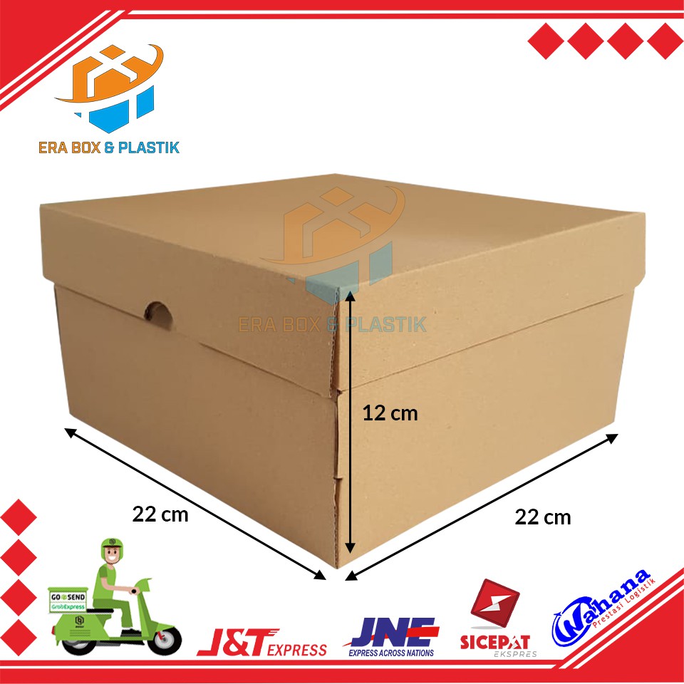 Kardus 22x22x12 cm | 1 Pack Isi 10 Pcs | Box | Karton Packaging | Dus Bolu / Kue Lapis