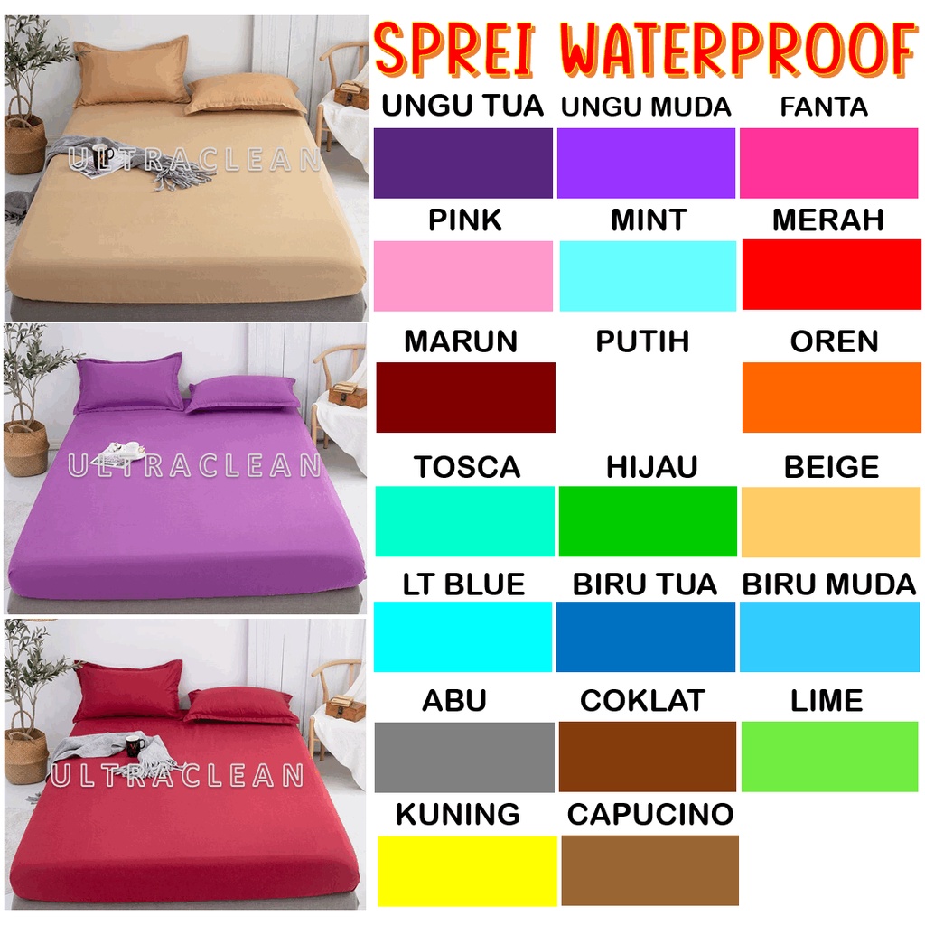 SPREI WATERPROOF SULTAN Kualitas No 1 Shopee UKURAN 180x200 / 160x200 / 140x200 / 120x200 / 100x200 / 90x200 / 200x200 / Double / Single / Queen / King