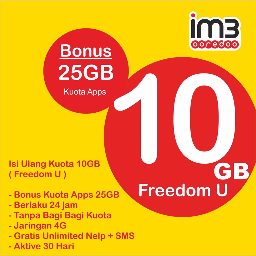 Voucher isi Ulang Internet 10GB Freedom U