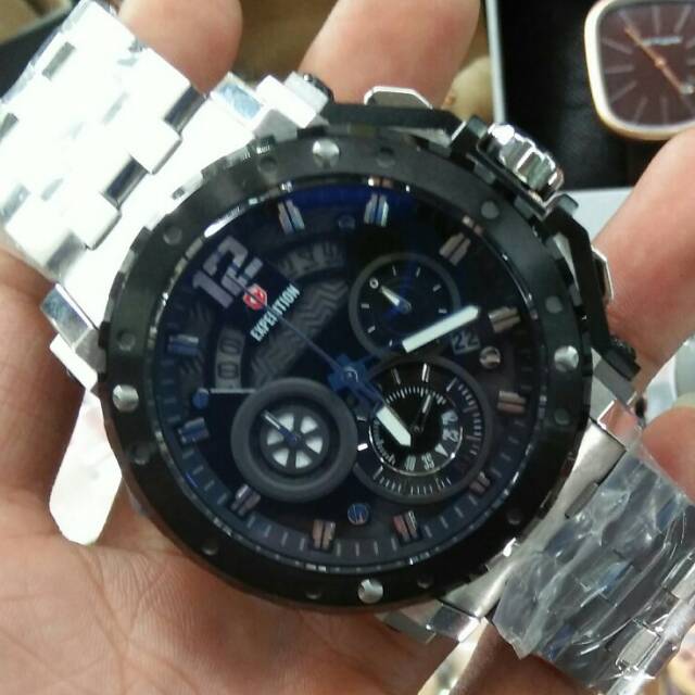 Jam Tangan Pria Expedition rantai sliver Black choronol+tgl Original