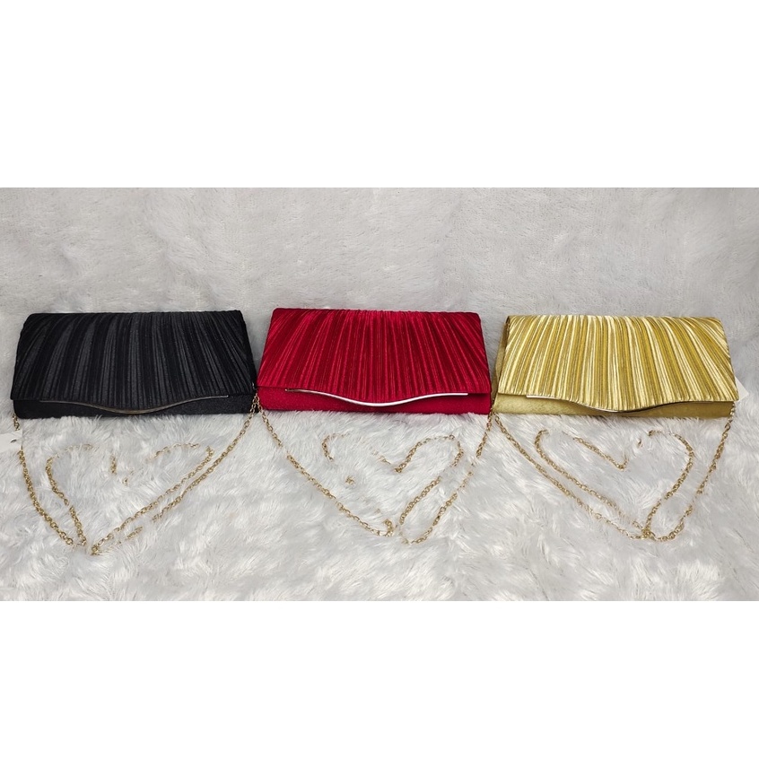 BJ81868 - BLACK/GOLD/RED - TAS DOMPET PESTA CLUTCH SLEMPANG TALI RANTAI WANITA FASHION IMPORT MODIS ELEGAN TERMURAH TERLARIS TERBARU BAGSTORE JAKARTA TAS BATAM GT1868