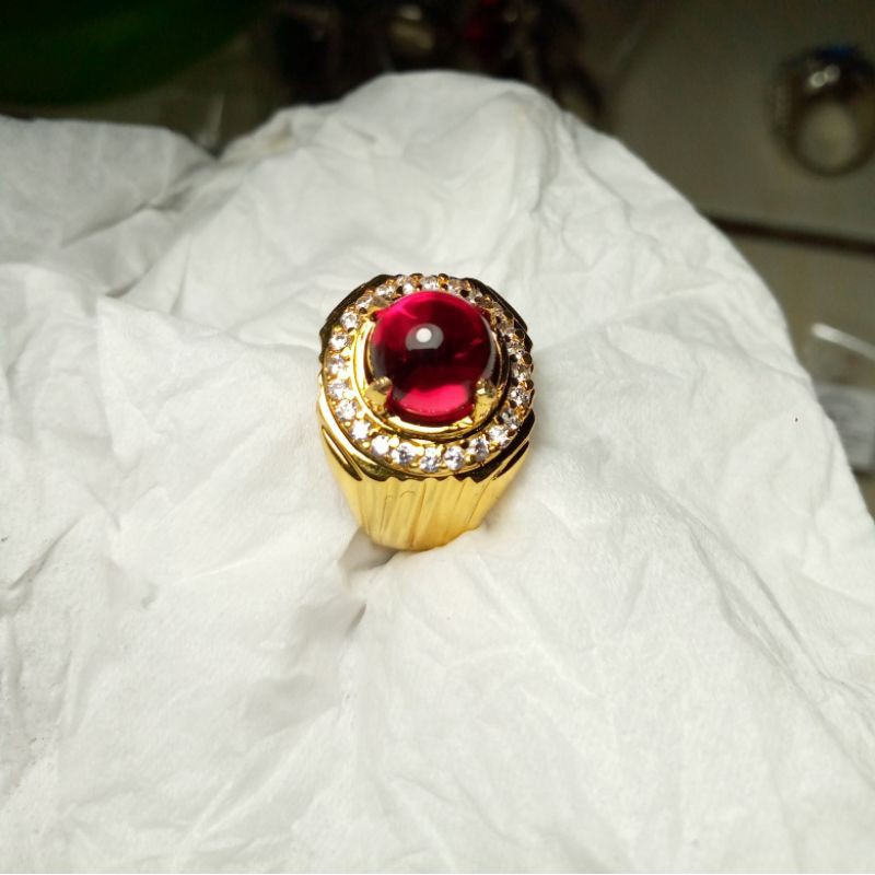 Batu cincin lipan merah delima natural