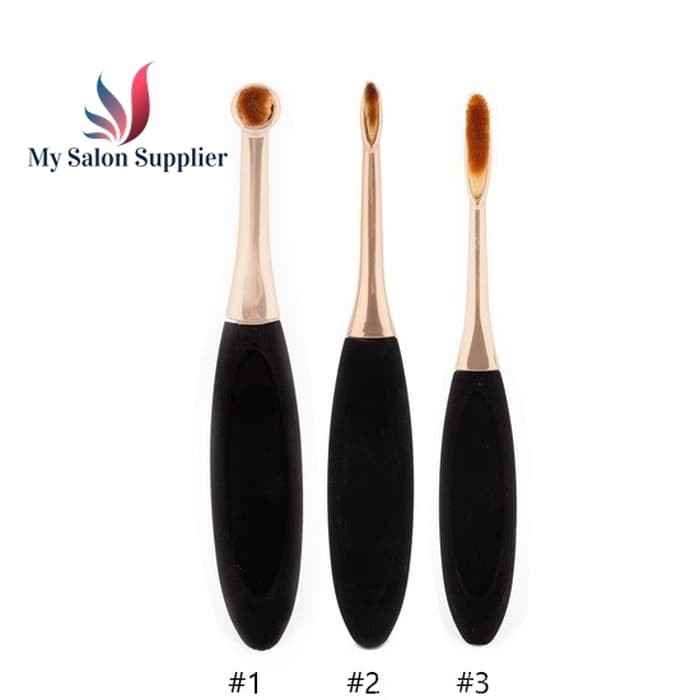 Kuas Make Up Brush Oval Emas Hitam Contour and Highlight
