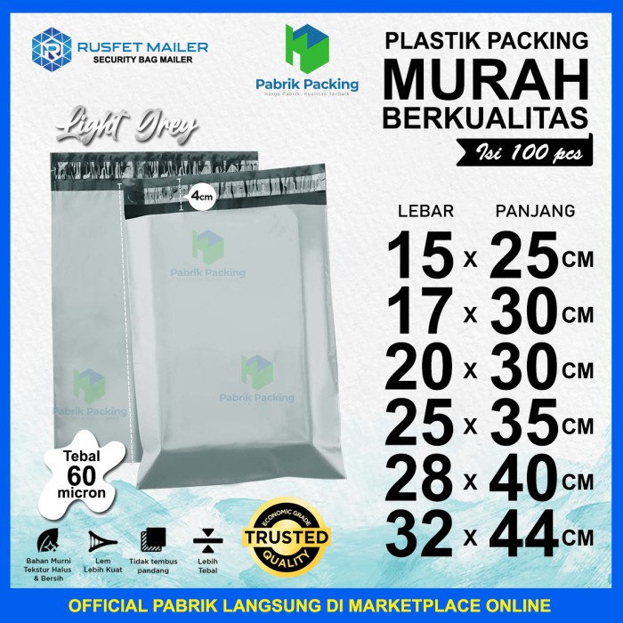 

Kusus Hari Ini Polymailer Ekonomis / Plastik Packing Online Light Grey Pack Termurah Hot Sale