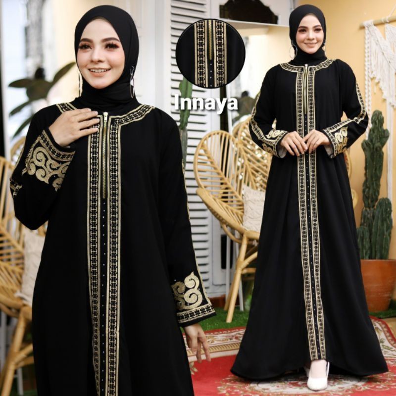 BEST SELLER ABAYA TERMURAH BY GAMIS HITAM EXCLUSIVE ARAB//ABAYA HITAM BORDIR ZIPPER INNAYA BUSUI