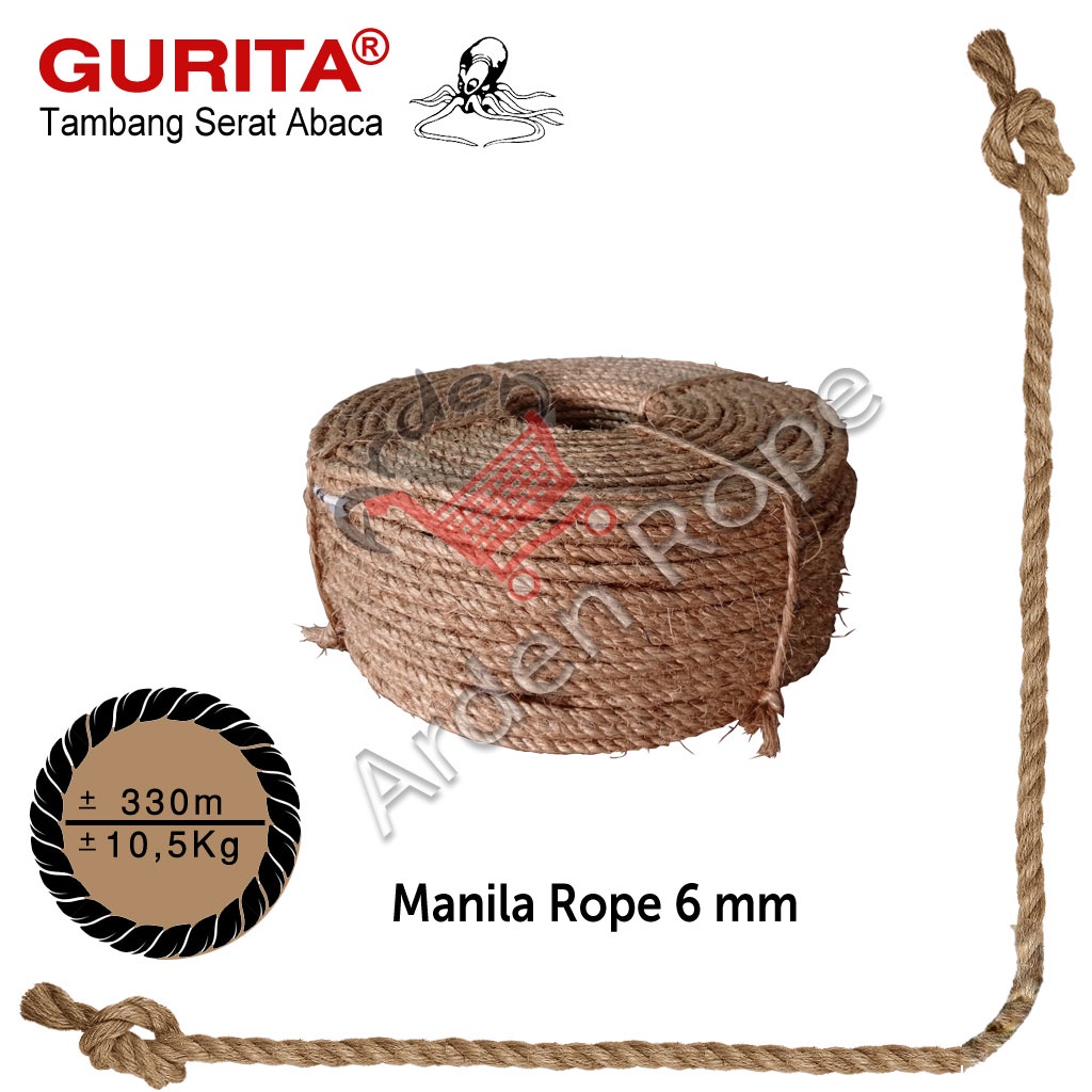 

Tali Manila - Tali Serat Abaca - Tambang Gurita - Gurita Rope 6 mm