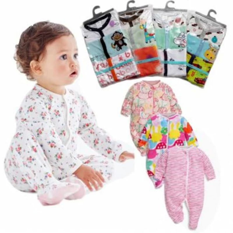 3 Pcs Jumper Sleepsuit Bayi Carterlove Panjang Buka Kaki 3 6 9 12 Bulan Random Boy &amp; Girl / Kado Lahiran