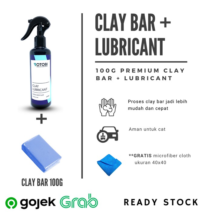 BUNDLING Clay Bar + Lubricant Mobil Paint Correction Tar Solar Remover Otobi