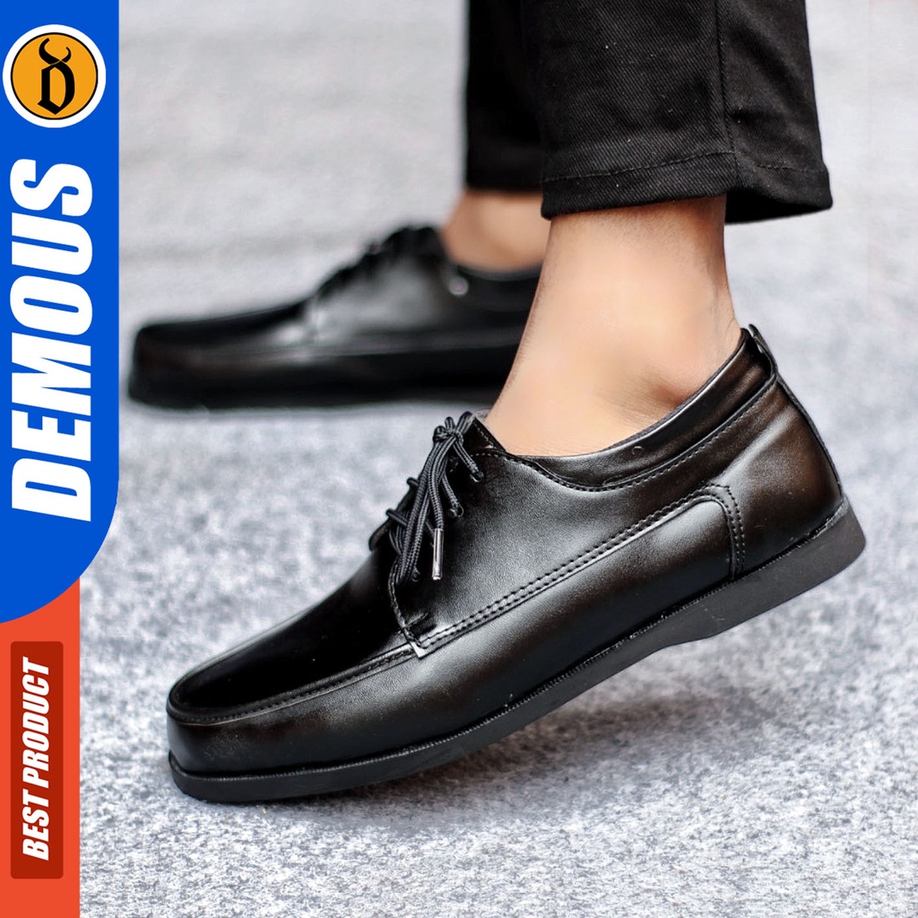 Sepatu Formal Pria Sepatu Casual Pria Kulit Pu Tali Sepatu Pantofel Kerja Kantor Kuliah Kondangan Sepatu Hitam Pria  DEMOUS MONZRE