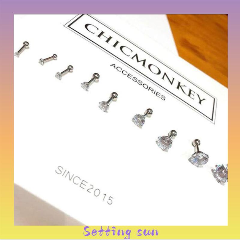 3 Cakar Kartilago Tujuan Ganda Anting-anting Stainless Steel Tragus Anting Fashion 1 Stud TN