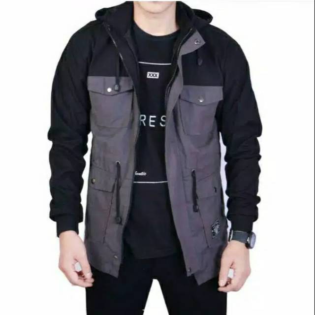 Kent Jaket Parka Reglan Black Darkgrey