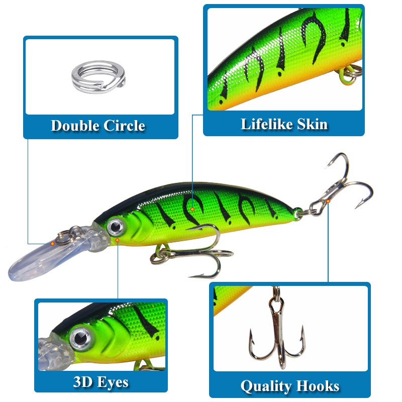 5 Colors Mini Minnow Lure 1PCS 6g/7cm Top Water Fishing Lure Bait SwimBait Lure Plastic Bait