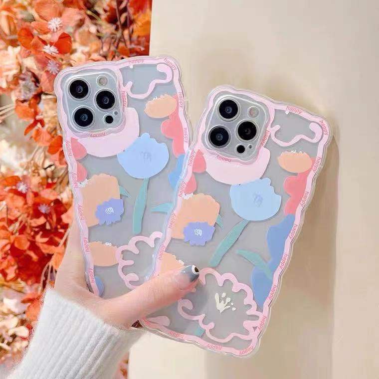 Soft Case Silikon TPU Motif Bunga Untuk iPhone 12 13 SE 6 6S 7 8 Plus X XS XR 11 Pro Max