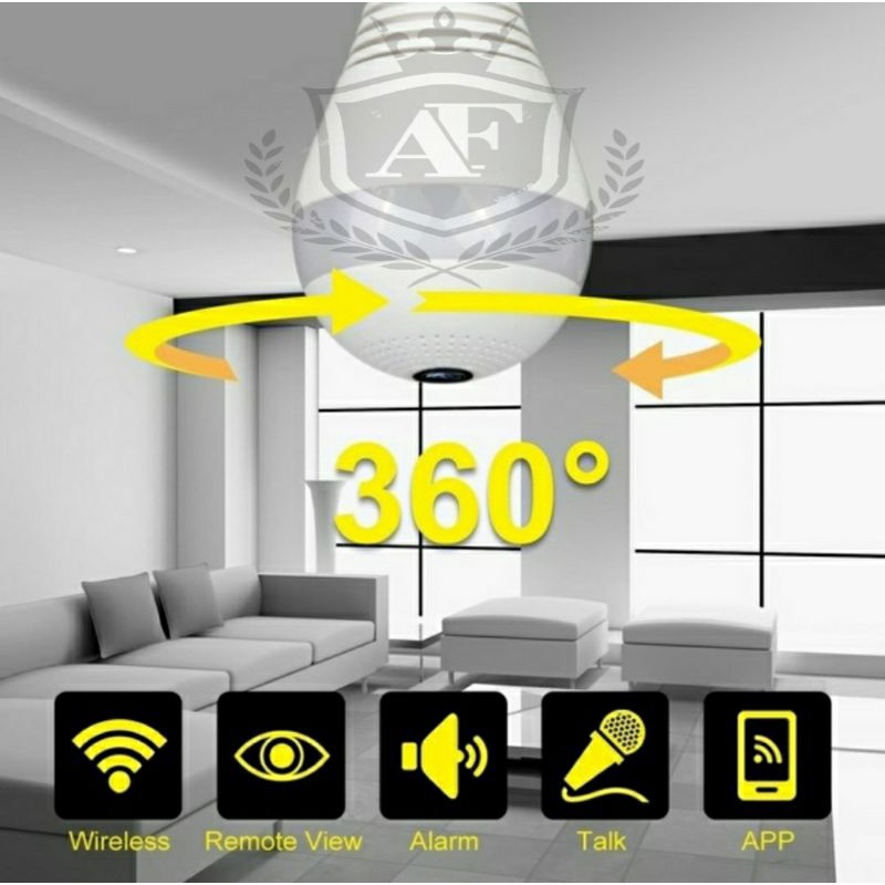 kamera CCTV WiFi bohlam 5MP panoramic 360 bulb lampu app V380 IP camera - V380