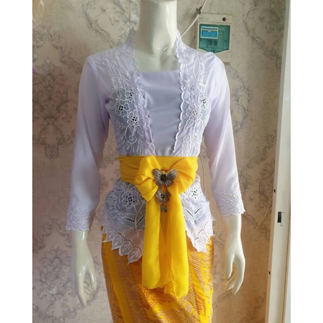 Kebaya Jadi Bordir Khusus Putih/Kebaya Bali Bagus Murah/ Kebaya Tangan Panjang Bordir