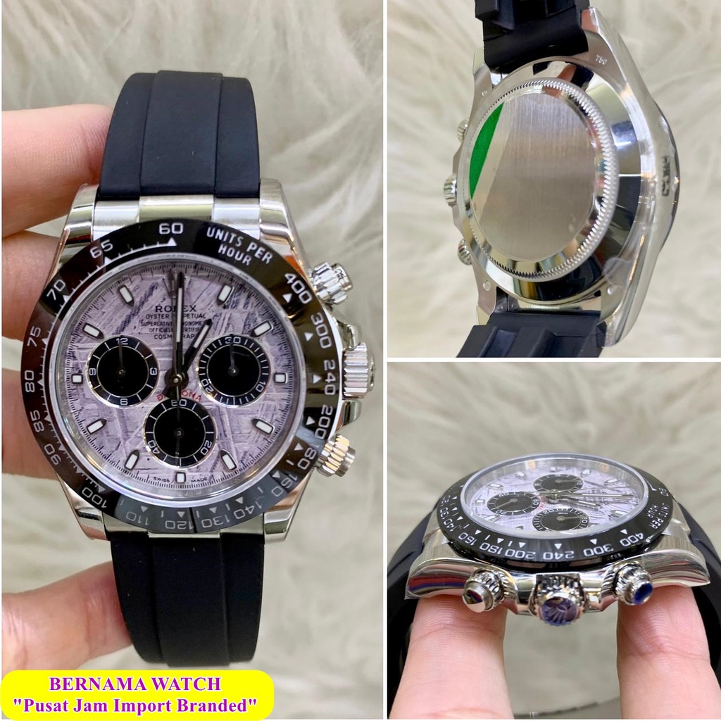 DISKON  JAM TANGAN PRIA ROLEX DAYTONA METEORITE MATIC SWISS ETA DIAMETER 42MM JAM TANGAN GROSIR TERM