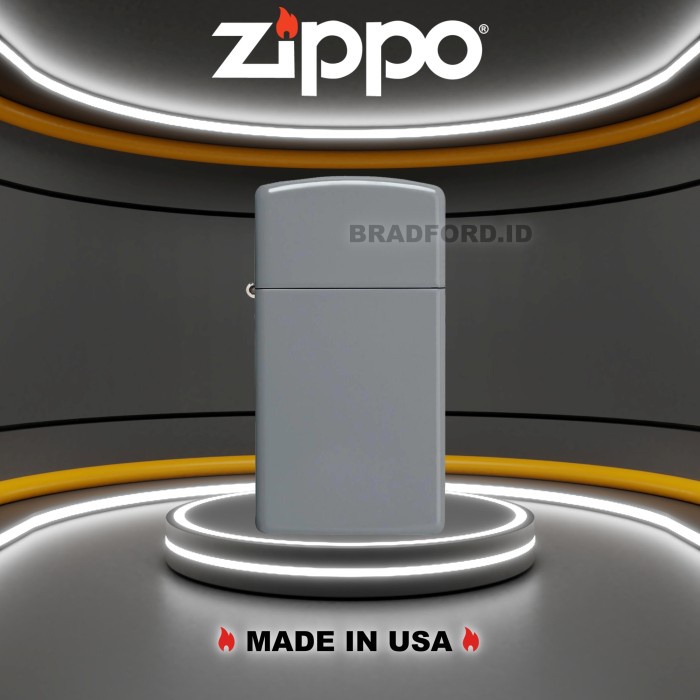 Korek Api Zippo Slim Flat Grey 49527 Garansi Resmi Made In USA