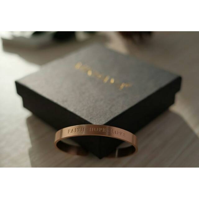 GELANG ROHANI AKSESORIS KRISTEN FAITH HOPE LOVE ROSEGOLD