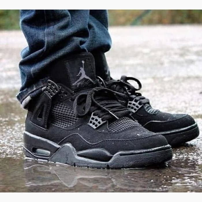 nike air Jordan 4 Retro full Black sepatu Basket Premium Quality