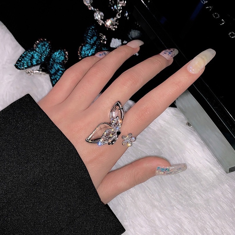 Cincin Model Terbuka Desain Butterfly Gaya Korea Untuk Wanita