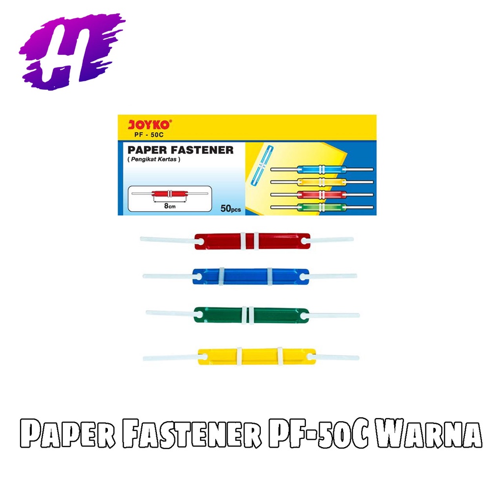 

(50 Pcs) Paper Fastener Acco Snelhecter Tulang Plastik Warna Warni Mix JOYKO PF-50C