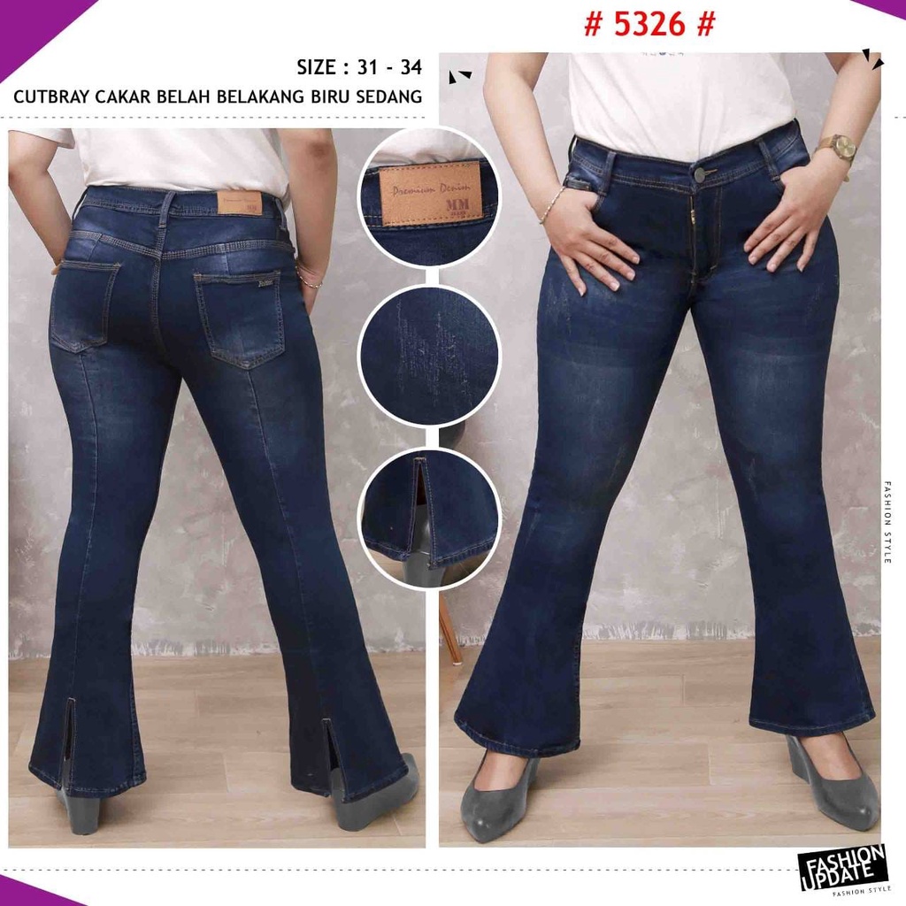 Celana Panjang Jeans Wanita Cutbray Belah Belakang 27-30 31-34 Bisa Bayar Ditempat(COD)