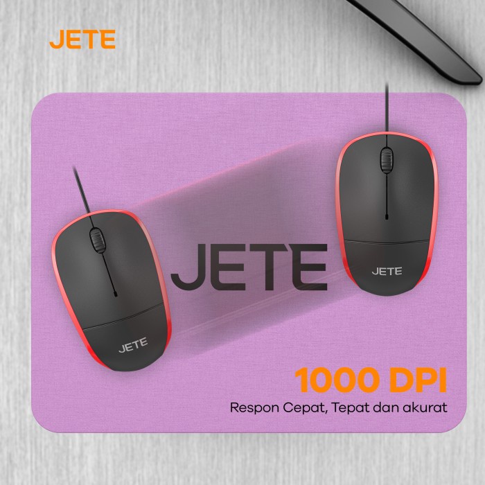 Mouse Kabel Optical JETE MO1 1000DPI - Garansi Resmi 2 Tahun - Merah