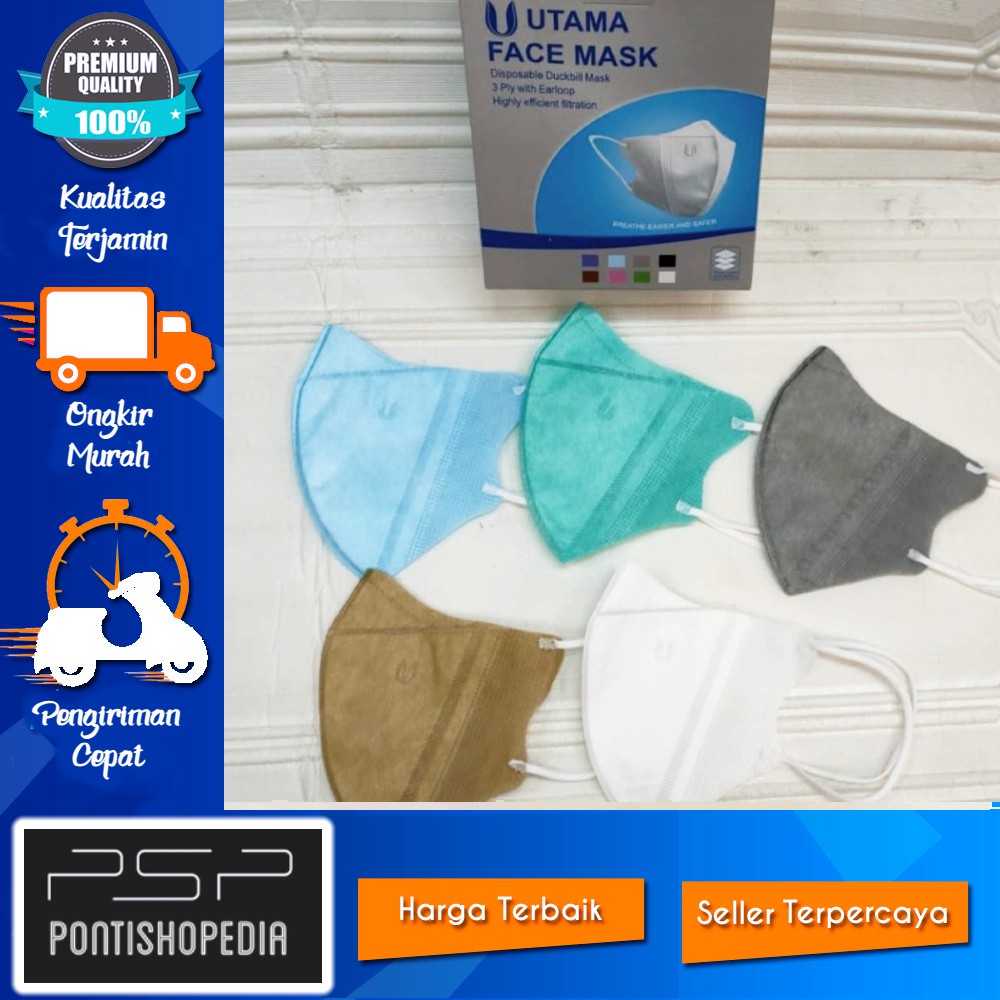 

Masker Duckbill Garis Utama EMBOSS U 3 Ply isi 5 Warna - VARIAN BARU HIJAU TOSCA (BUKAN STABILO)