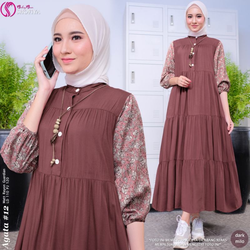 [RESTOCK] GAMIS DRESS FASHION MUSLIM // AGATA BY SHOFIYA-#12 Dark Milo